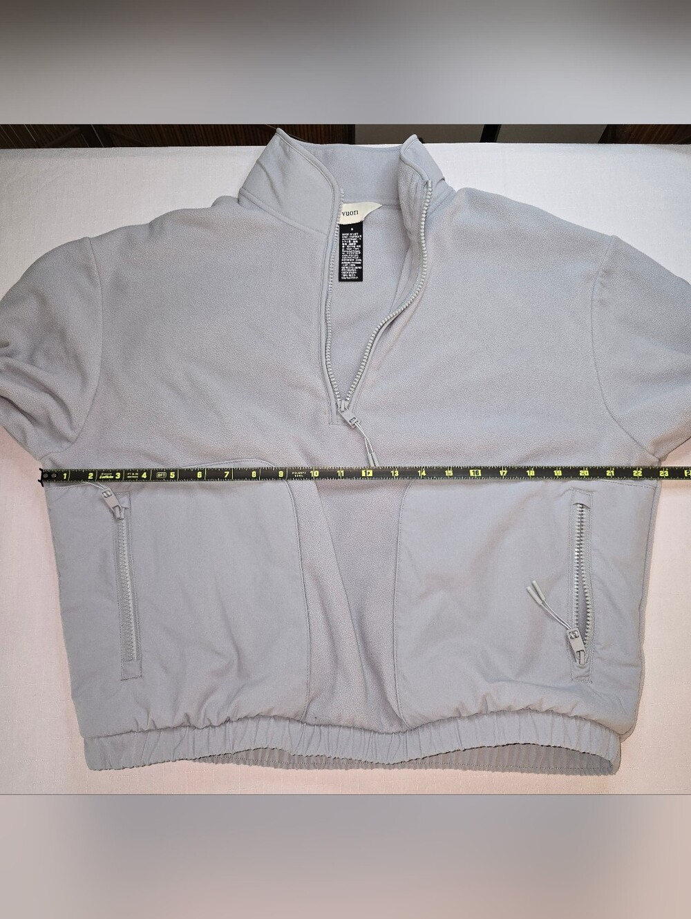 Vuori Light Chalk Gray Blue Quarter-Zip Pullover Hoodie Gorpcore Athleisure - Picture 4 of 9